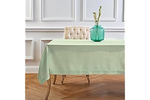 Solino Home Light Green Linen Tablecloth – 100% Pure Linen Classic Hemstitch Tablecloth