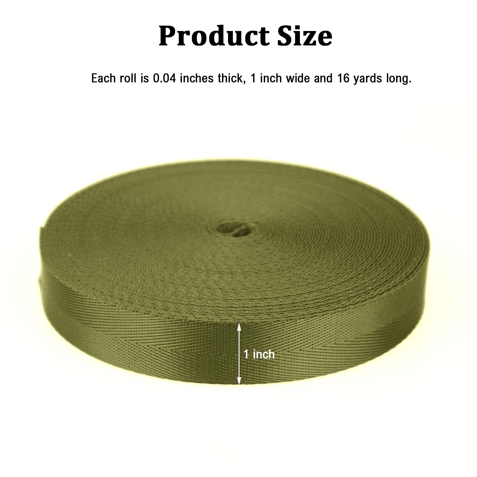 16 Yard Nylon Webbing Strap, Heavy Duty Nylon Webbing 1 Inch Wide Green Flat Webbing Strapping for Indoor or Outdoor Gear, DIY Crafting, Handles, Bag, Luggage, Slings