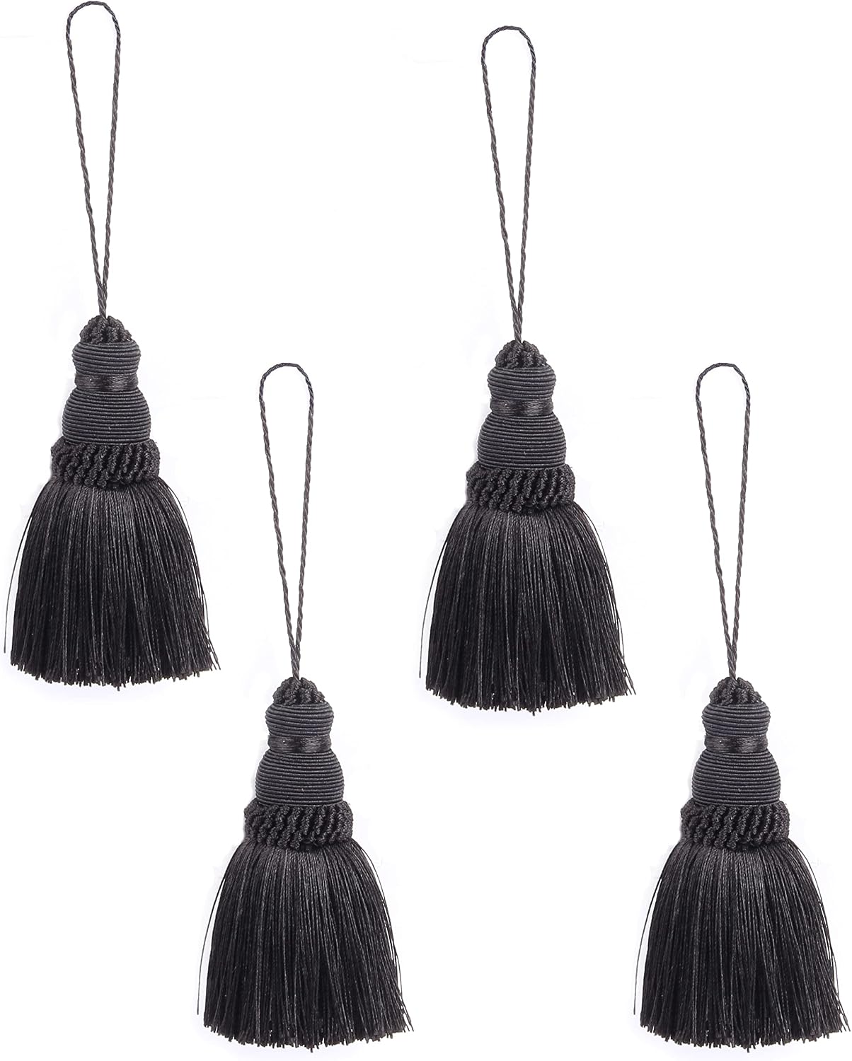 BEL AVENIR Tassel Key Tassel with Loops Handmade Craft Charms DIY Accessories Elegant Soft Making Curtain Home Decoration (Beige, 2 pcs)