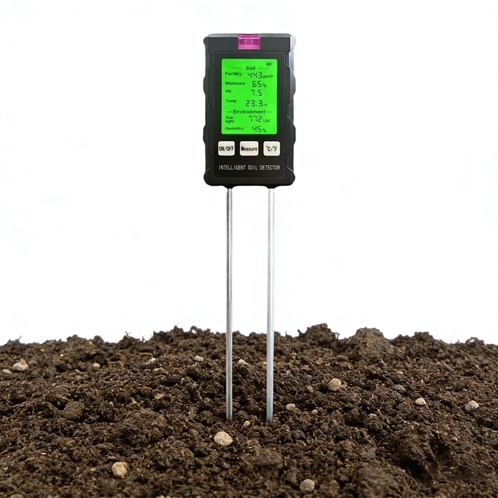 Testeur de sol 6 en 1 PH humidité température 90 degrés rotatif ABS