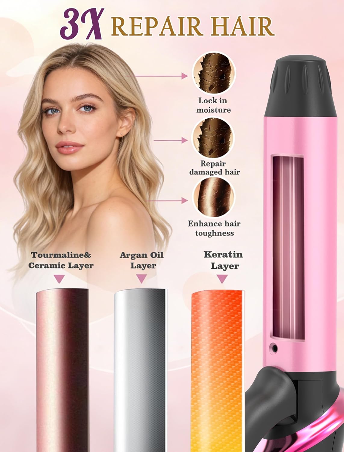 Dual Voltage Travel Curling Iron 110-240V, 1 Inch Mini Curling Iron Travel Size with UK & EU Plug Adapters, Portable Curling Iron for Worldwide, 5 Heat Settings, Small Curling Iron for Short Hair