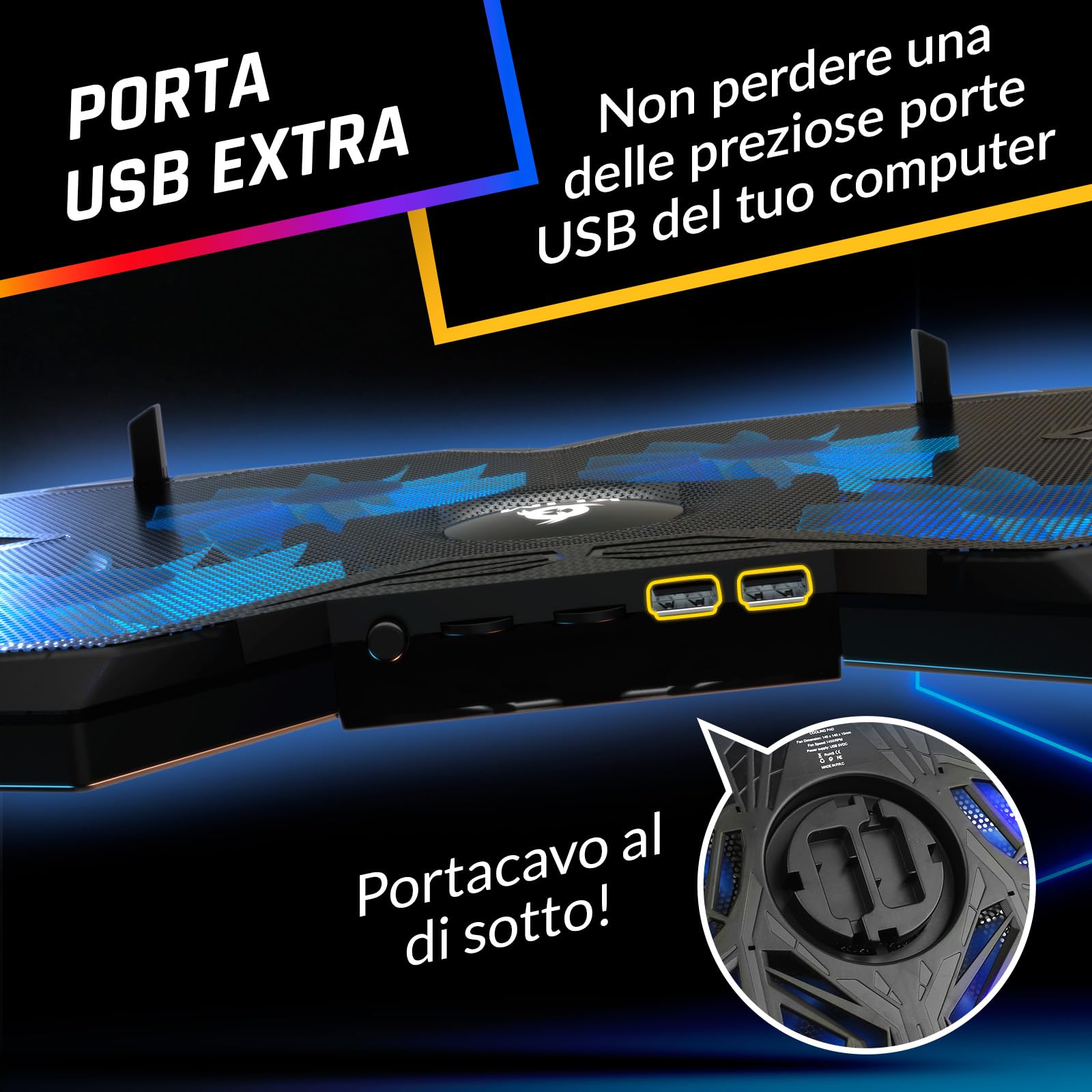KLIM Wind Base di raffreddamento PC Portatile 1200 RPM Gaming laptop PS5 PS4 stand Blu