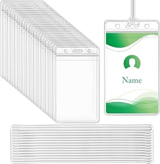 Zonon 24 Pack Clear Luggage Tags Bulk Badge Holder for Suitcases | Bulk Tag Holders with Clear Loops for Suitcases, Waterproof Zip ID Badge Holder, 10 Mil Thick, Business Travel Name Badge