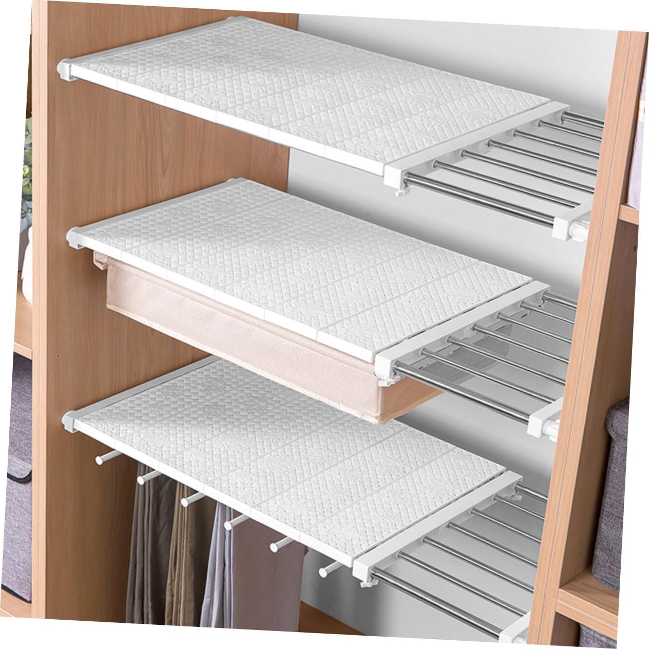 1pc Multi-function Closet Organizer Rack Expandable Clothing Storage Divider for Shelf Divider for Wardrobe Versatile Rack for Shoes and Clothing