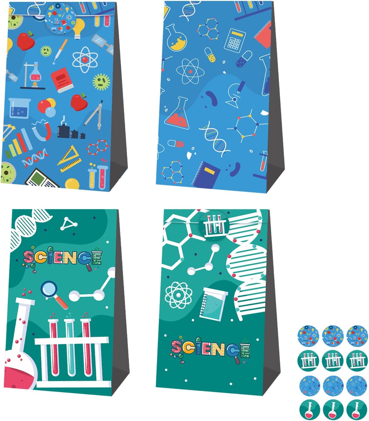 12Pcs Science Party Favor Bag Candy Bags Goodie Treat Gift Bags for Science Party Decorations Supplies