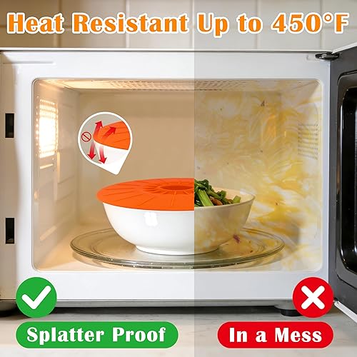 Miniatura 7 de Paquete de 7 tapas de silicona, tapas de silicona para sartenes, 5 tamaños reutilizables, resistentes al calor, para almacenamiento de alimentos, se