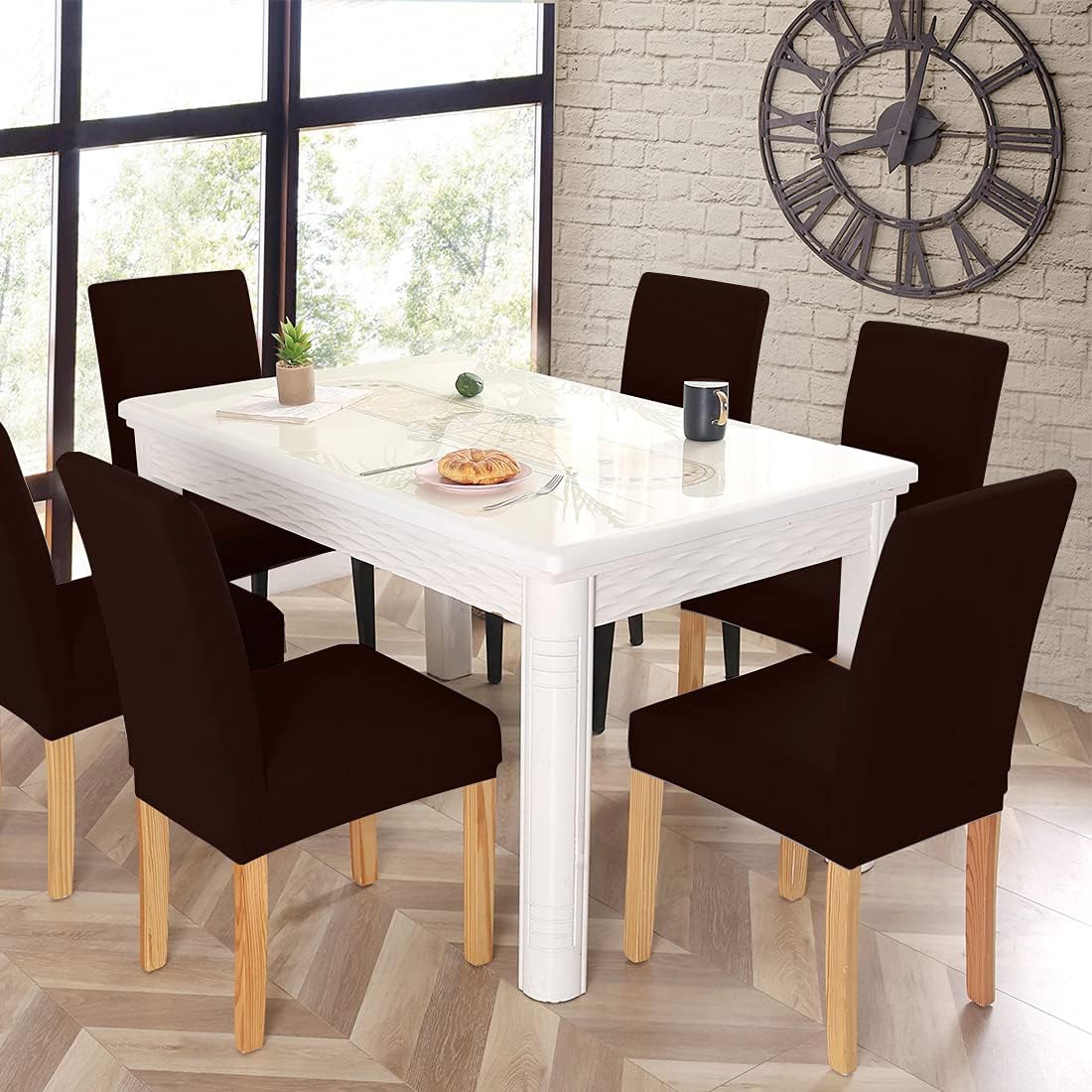 Cheapest 🛒 JQinHome 4 Pcs Dining Chair Slipcover,High Stretch Removable Washable Chair Seat Protector Cover for Home Party Hotel Wedding Ceremony (Pack of 4, Coffee) Up To 40% OFF JQinHome 4 Pcs Dining Chair Slipcover,High Stretch Removable Washable Chair Seat Protector Cover for Home Party Hotel Wedding Ceremony (Pack of 4, Coffee)