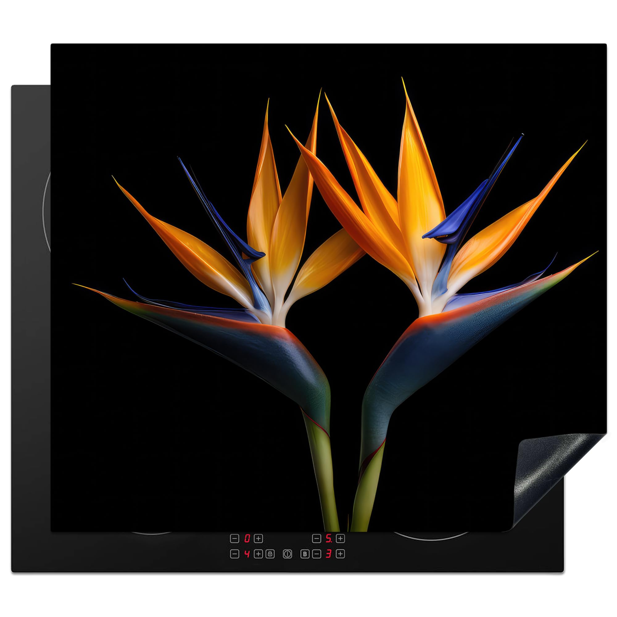 KitchenYeah© Induction Hob Protector Mat 20.2"x22.9" / 58.3x51.3 cm Cooker Top Protectors Cover Ceramic Covers Electric Hobs Vinyl Plants - Flowers - Bird of Paradise Flower - Portrait