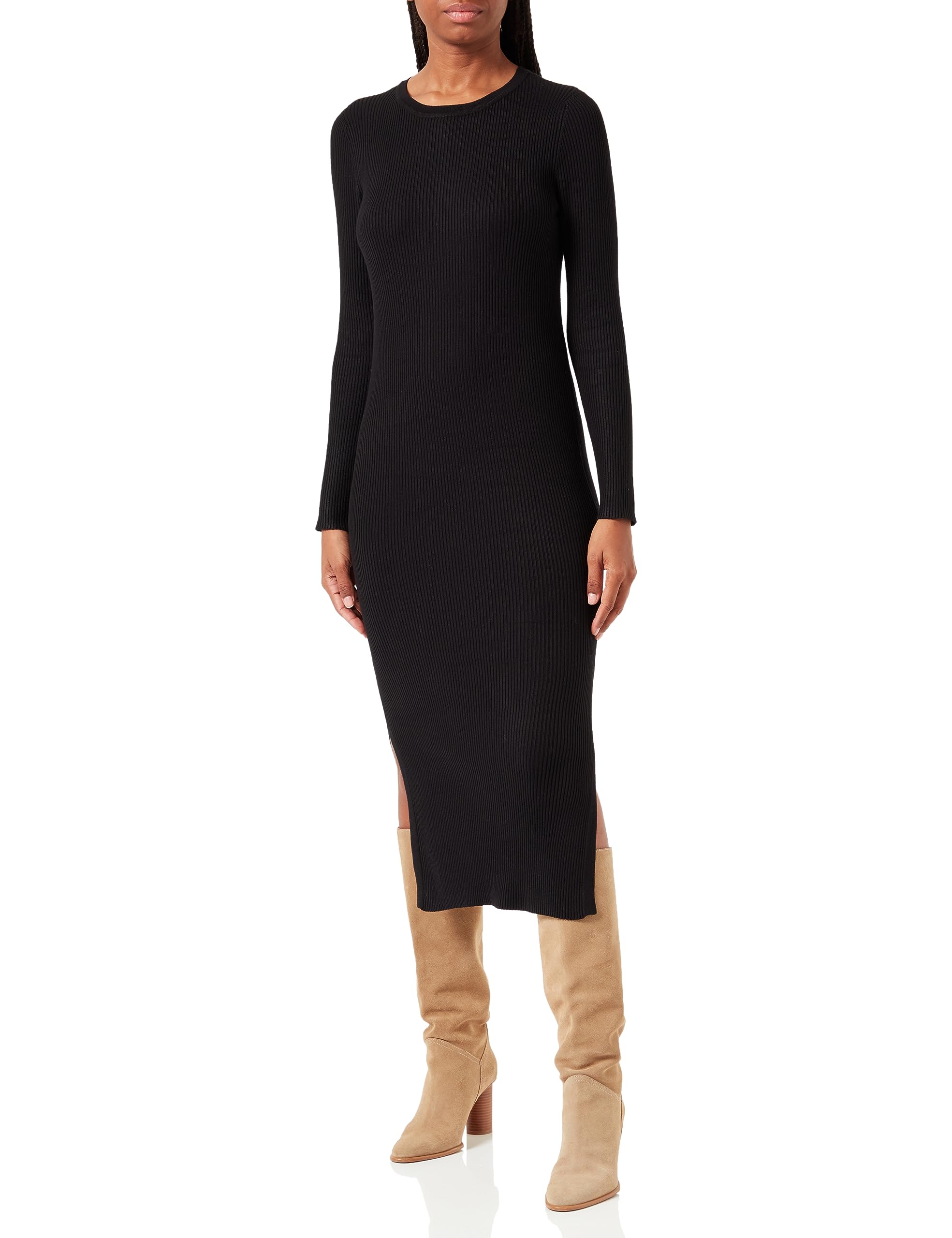 VERO MODA Women's Vmglory Rib LS O-Neck Calf Dress Ga Noos Dress