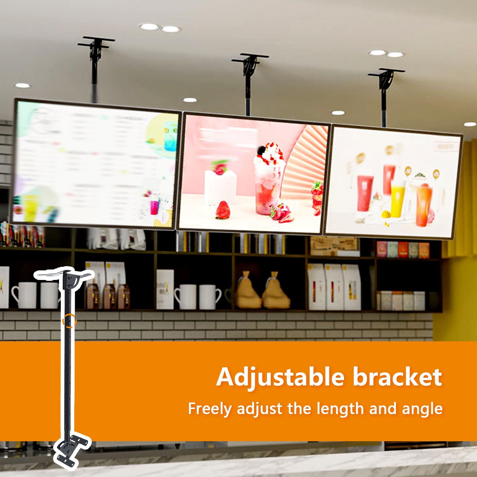 Digital Signage Displays Wandmontage 3D Menütafel Einstellbarer Winkel LED Leuchtkasten für Restaurants und Geschäfte - Bilder frei ändern für Werbung