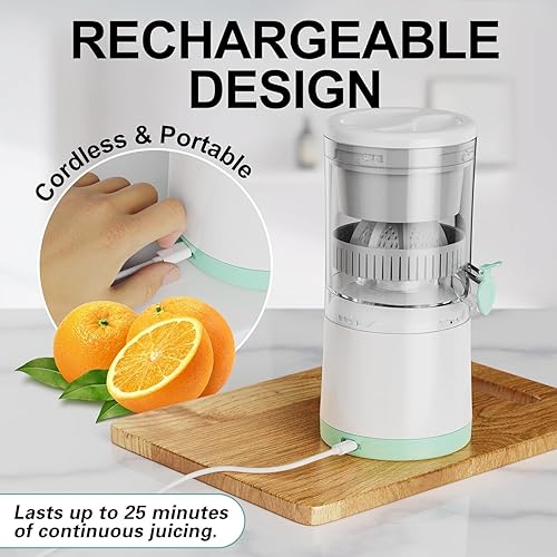 Miniatura 4 de Exprimidor eléctrico recargable, portátil, exprimidor de cítricos naranja con USB y cepillo de limpieza para naranja, limón, cítricos, pomelo,