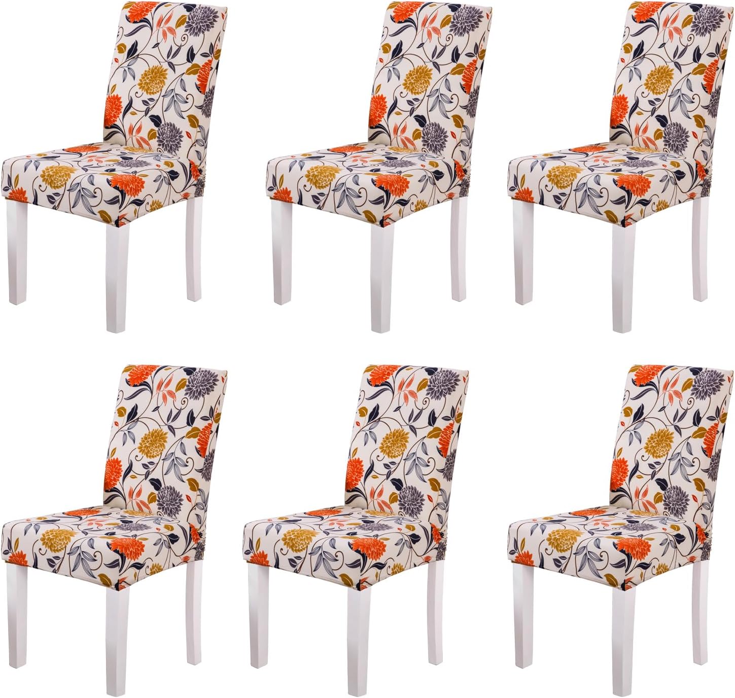 6 Pieces Stretch Removable Washable Short Dining Chair Covers, Dining Room Chair Protector Seat Slipcover for Hotel,Banquet,Wedding,Party (Style 05)