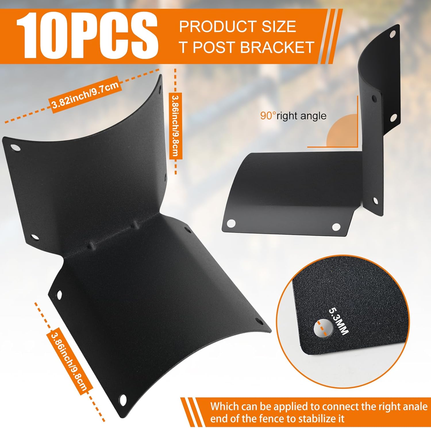 10PCS Round Post Fence Bracket for Pastures, Farms, Gardens and Yards, Round Wooden Rail Fence Bracket for Fence Fixing Metal L Heavy Duty Brackets - Large