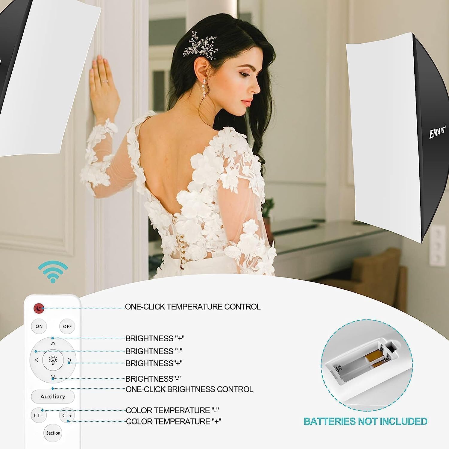 EMART Softbox Set 50 x 70cm, Softbox Beleuchtung Kit 85W 3000-6000K Dimmbare LED für Video, Fotografie, Studio Porträts