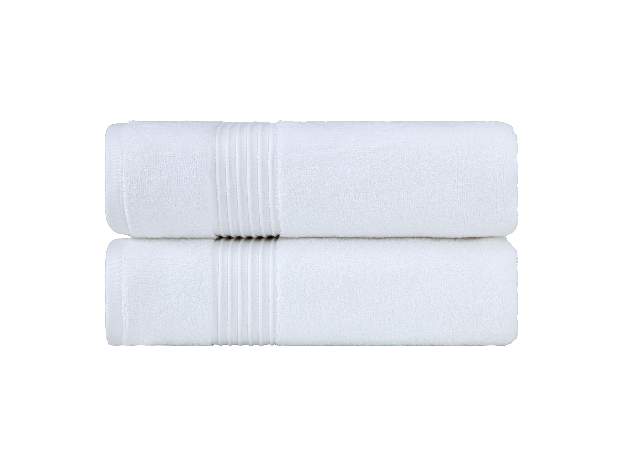 Milara Turkish Super-Plush Bath Towels Set 2-Piece | Premium Cotton Bath Towel Set Absorbent, Durable with Hanging Loops | White Color Turkish Bath Towels, (27 x 54 Inches)