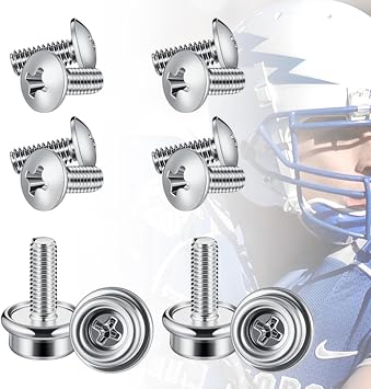 Helmet Screw Facemask Kits - Ice Hockey & Football Repair Hardware, 4 Male Buckle Screws and 8 Screws