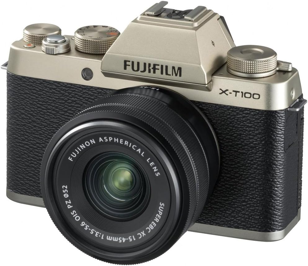 Fujifilm X-T100 Mirrorless Digital Camera w/XC15-45mmF3.5-5.6 OIS PZ Lens - Champagne Gold