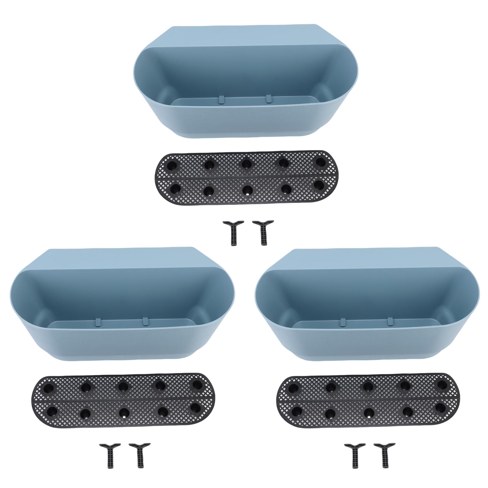 Aramox 3 Stück Hängende Blumentöpfe, PP-Geländer-Blumentöpfe, 45 X 18 X 16 cm, mit Entwässerungslöchern, Haken, Passend für Bis zu 7,1 cm Große Schienen für Balkon, Fenster, Veranda, Garten, Zaun,