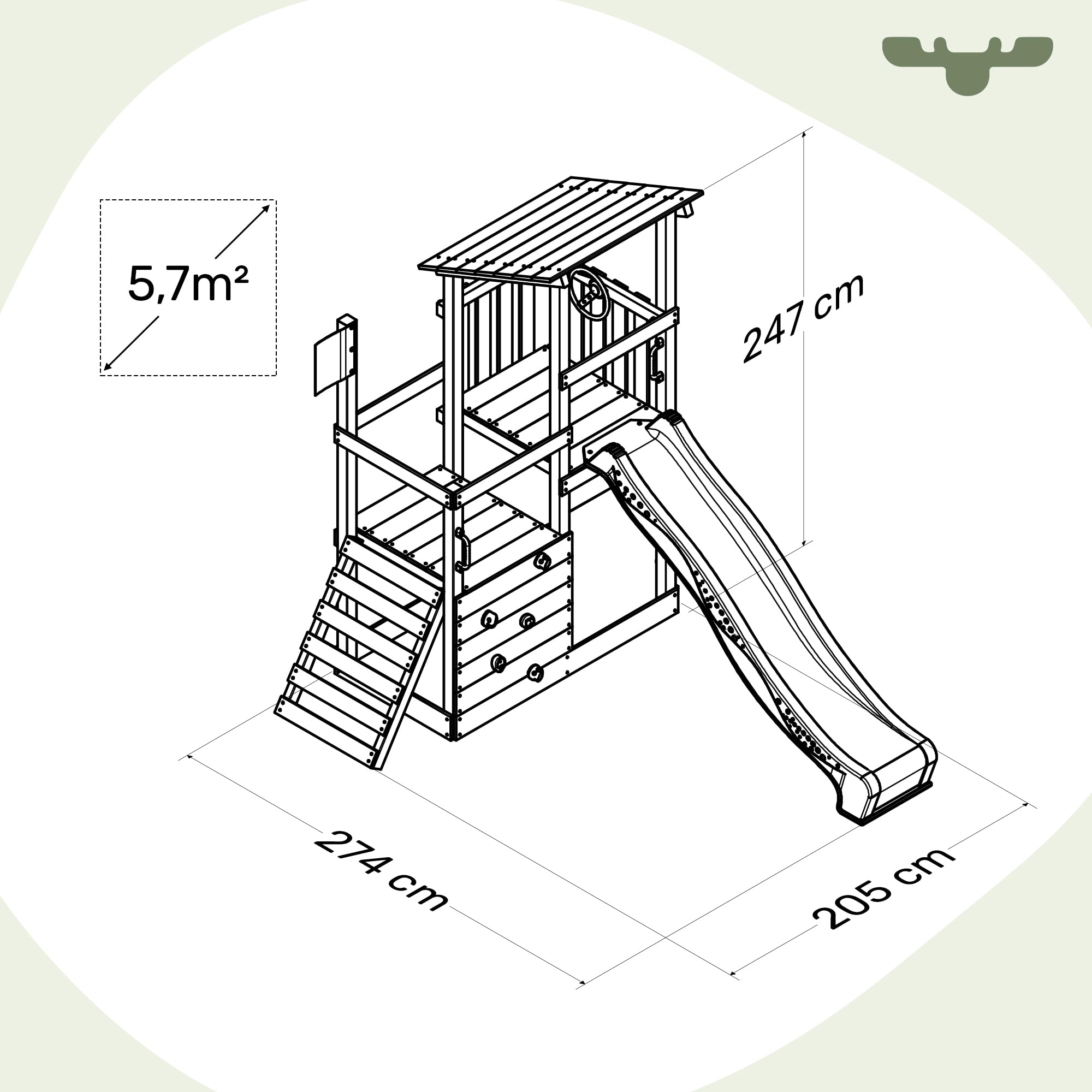 FATMOOSE Spielturm Klettergerüst FruityForest Fun XXL mit Rutsche, Outdoor Kinder Kletterturm mit Sandkasten, Leiter & Spiel-Zubehör für den Garten (apfelgrün)