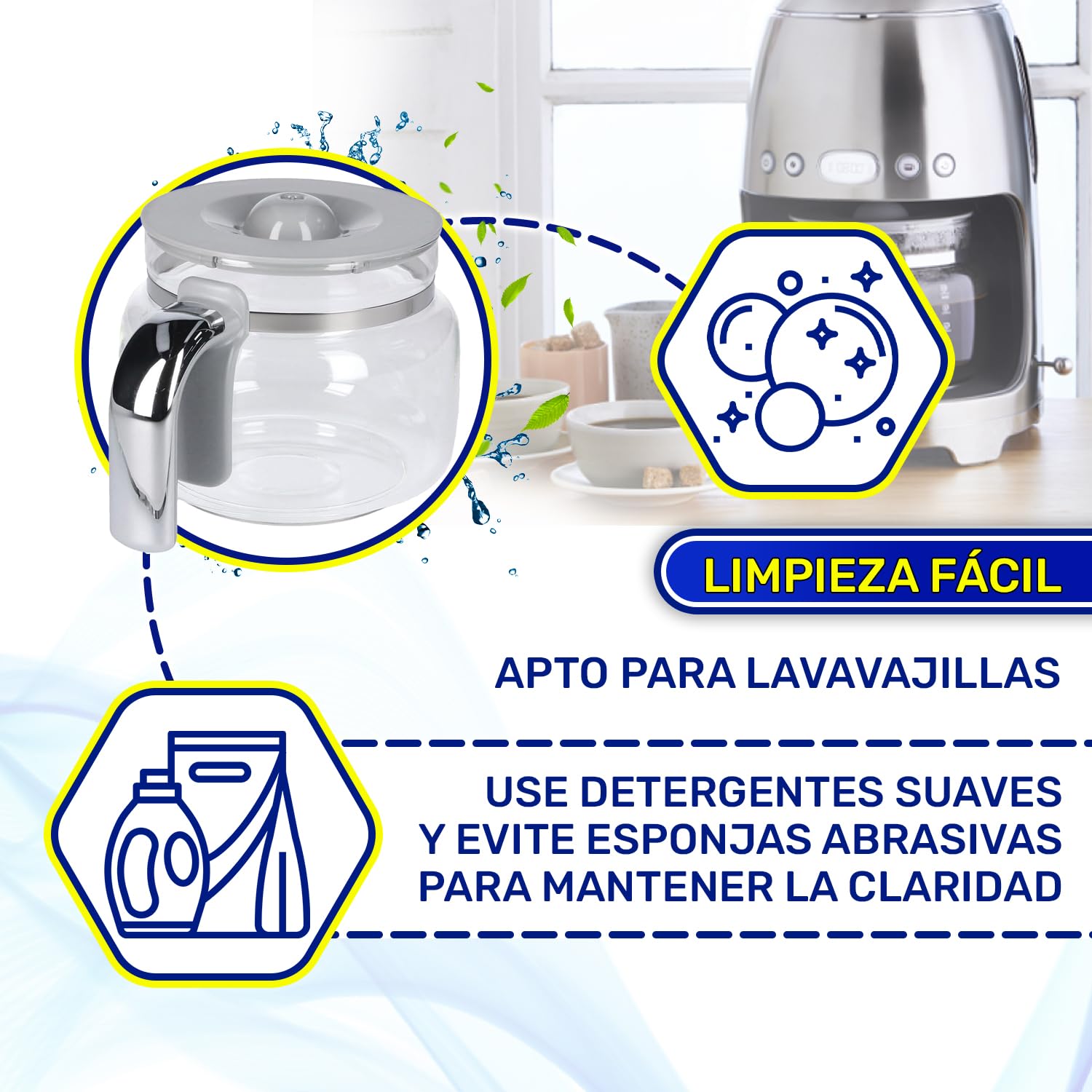 Jarra Cafetera Goteo con Tapa 200x150x130 mm con Código Original 697650076 DCGC01 para Smeg - Garantía de 10 Años - MONTERAL