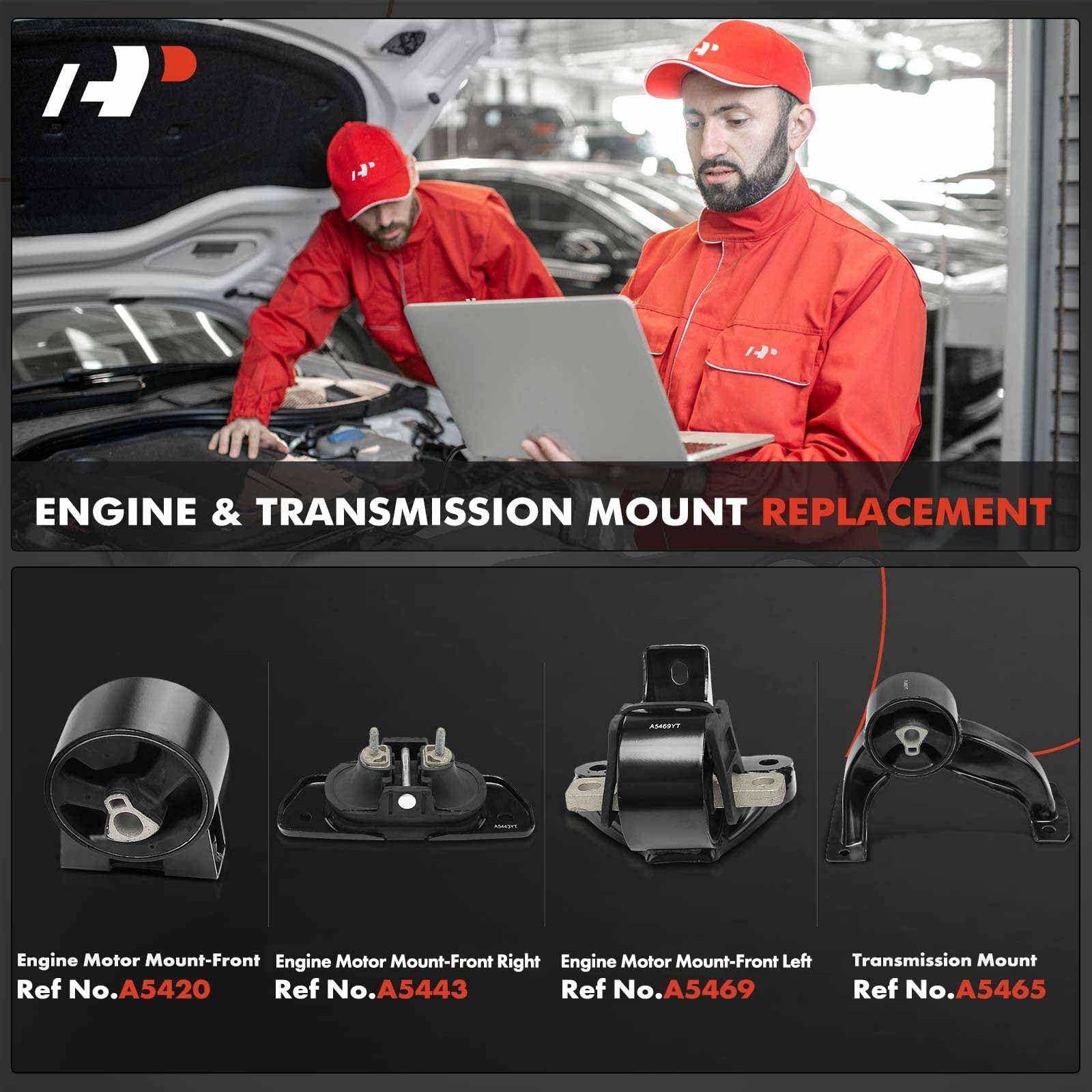 A-Premium Engine Mount Kit - 4-Piece Set For Chrysler 200, Sebring & Dodge Avenger With 2.4L, 2.7L, 3.5L Engines (Automatic Only)