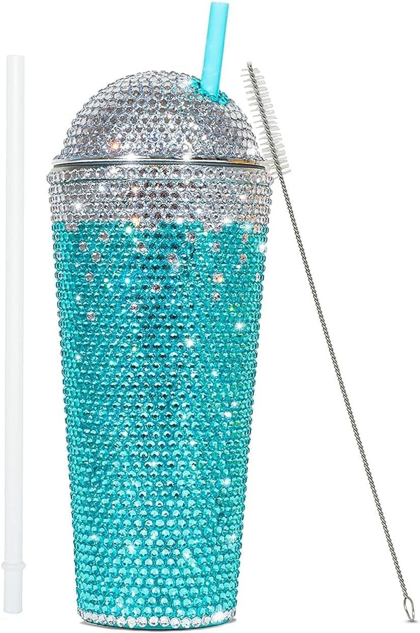 Black Sheep Bling Cup Pink| Glitter Water Bottle| Handmade Rhinestones Tumbler| Sparkly Bottle Cup| 22 oz Double Wall Bling Plastic with Lid and Straw| Studded Tumbler Party Cup