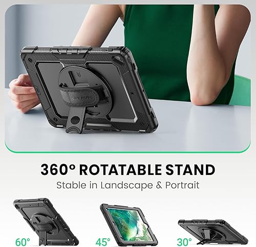 Miniatura 4 de SEYMAC Funda protectora resistente a prueba de golpes para iPad de 65 generación de 9.7 pulgadas, con protector de pantalla, soporte