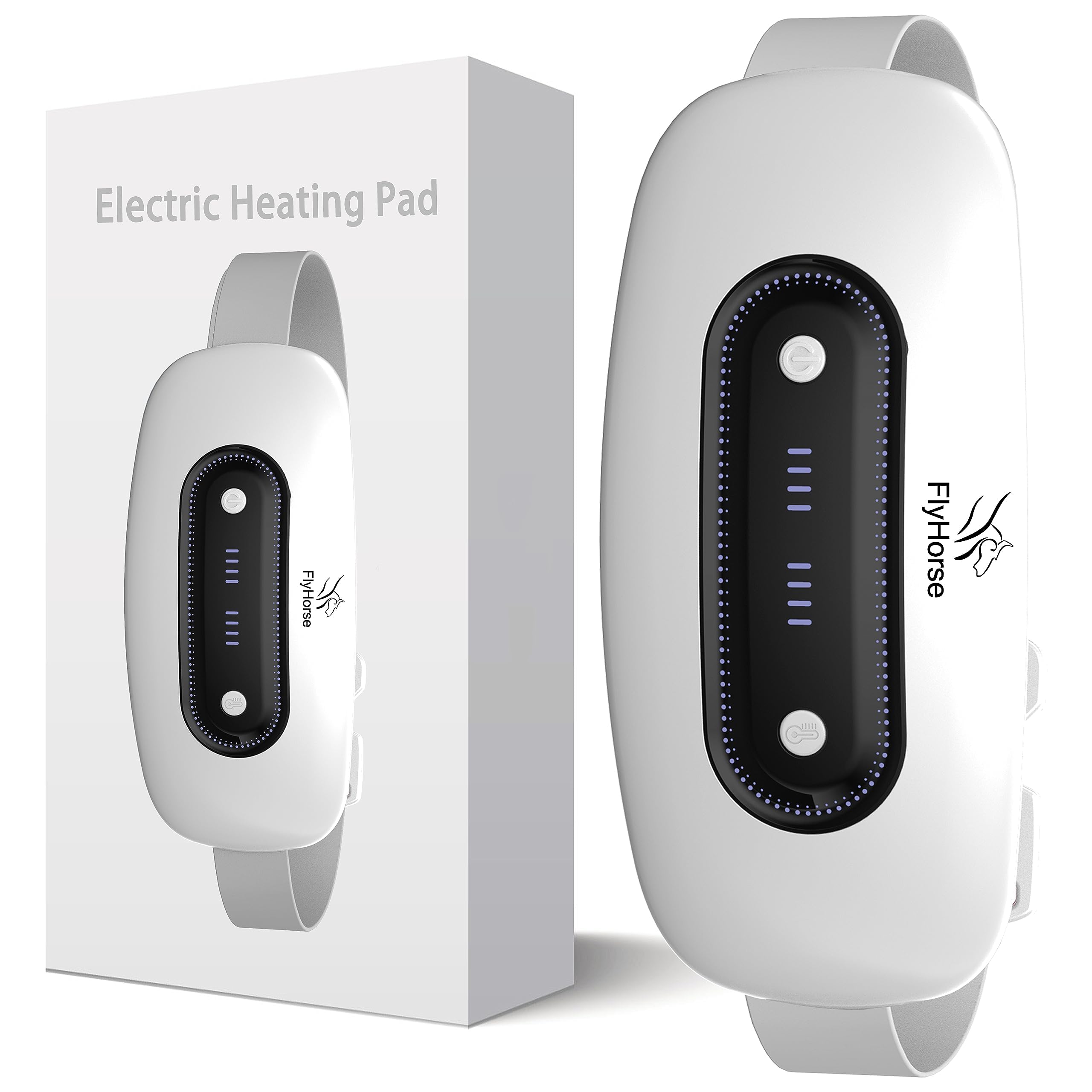 Electric Heating Pad,Portable Cordless Menstrual Heating Pad with 4 Heat Levels and 4 Massage Modes, Heating Pad for Cramps,Back Pain Relief (White)