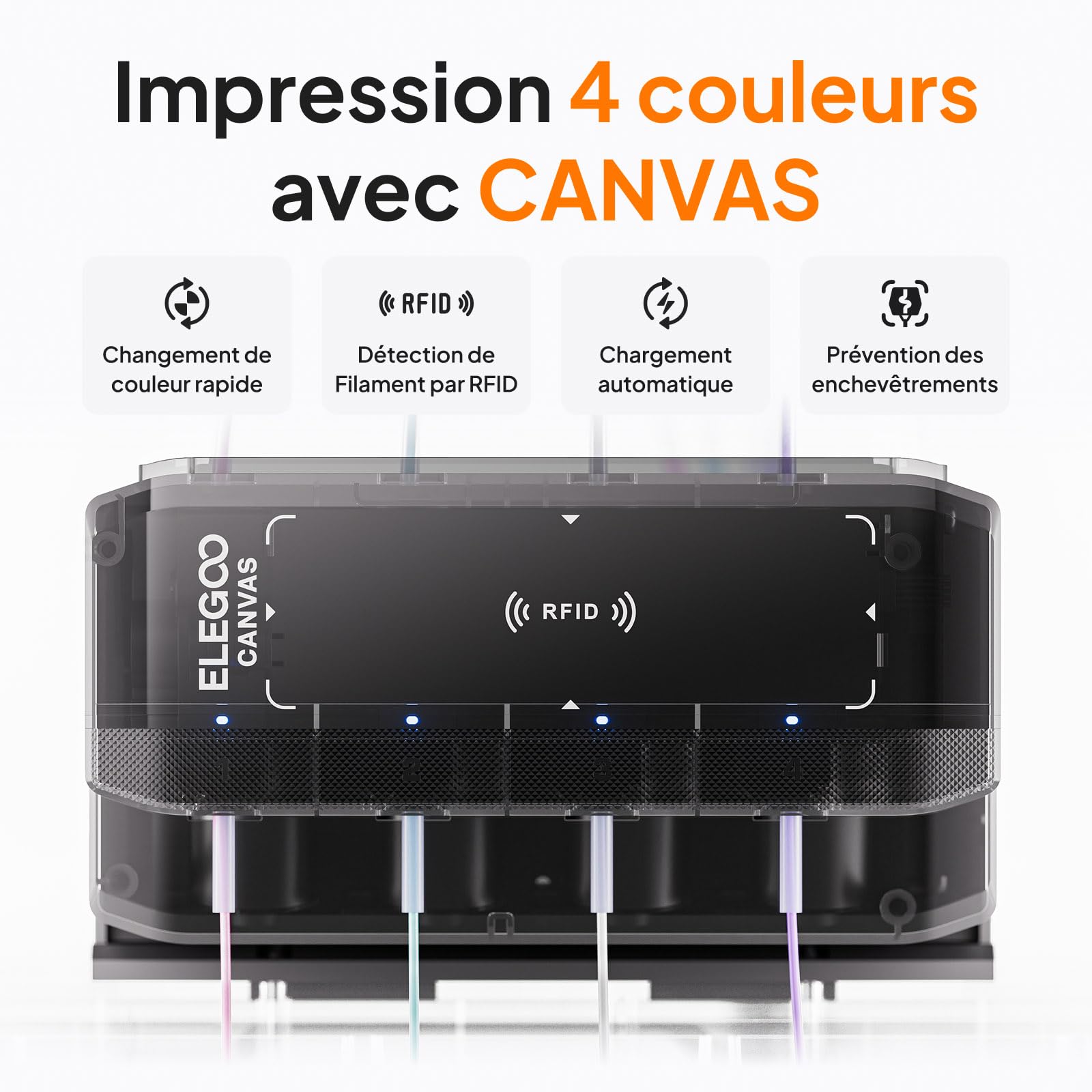 ELEGOO Centauri Carbon 2 Combo Imprimante 3D Multicouleur, CoreXY 500 mm/s Impression Haute Vitesse avec Calibration Automatique, Buse 350°C, Prête à l’Emploi, Volume d’Impression 256×256×256 mm