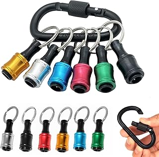 6 PCS 1/4 Inch Hex Shank Keychain Extension Bar Screwdriver Bits Holder Socket Adapter Drill Bit Screw Adapter,Non Slip Hex Shank Quick Release Keychain Screwdriver Bit Set