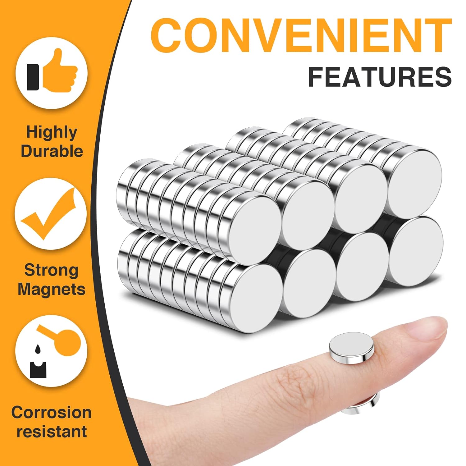 TRYMAG 80Pcs Neodymium Disc 12x3mm Small Strong Round Rare Earth Fridge Magnets for Crafts, Dry Erase Board, DIY, Whiteboard, Scientific Models, School - Image 3