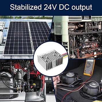 24 Volt Voltage Regulator, DC 10-36V Input, Fixed 24 Volt 4A Output, IP67 Waterproof Power Converter for Car, Truck, Boat, Vehicle, Solar System