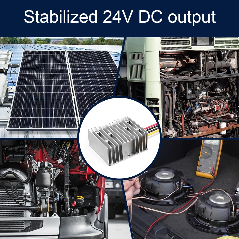 Regolatore di tensione da 24 V, ingresso CC 10-36 V, uscita fissa 24 Volt 4A, convertitore di potenza impermeabile IP67 per auto, camion, barca, veicolo, sistema solare