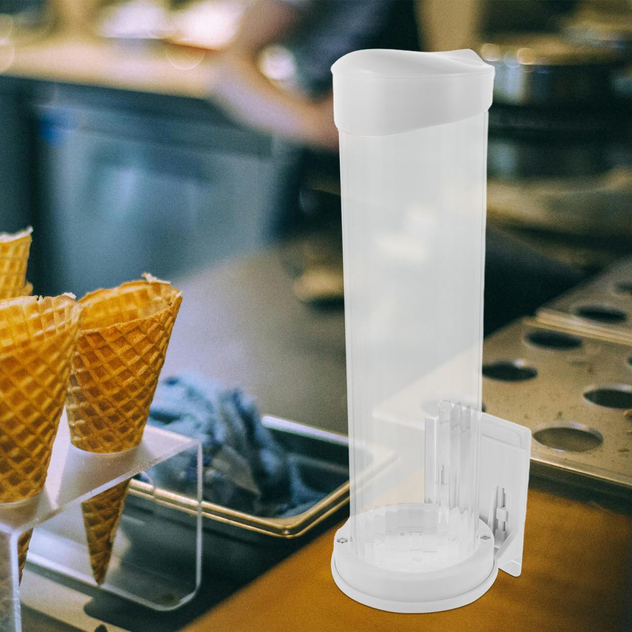 PRETYZOOM Distributeur de Cornets de Glace Présentoir Automatique pour Cornets Usage Commercial Événements Petits Commerces