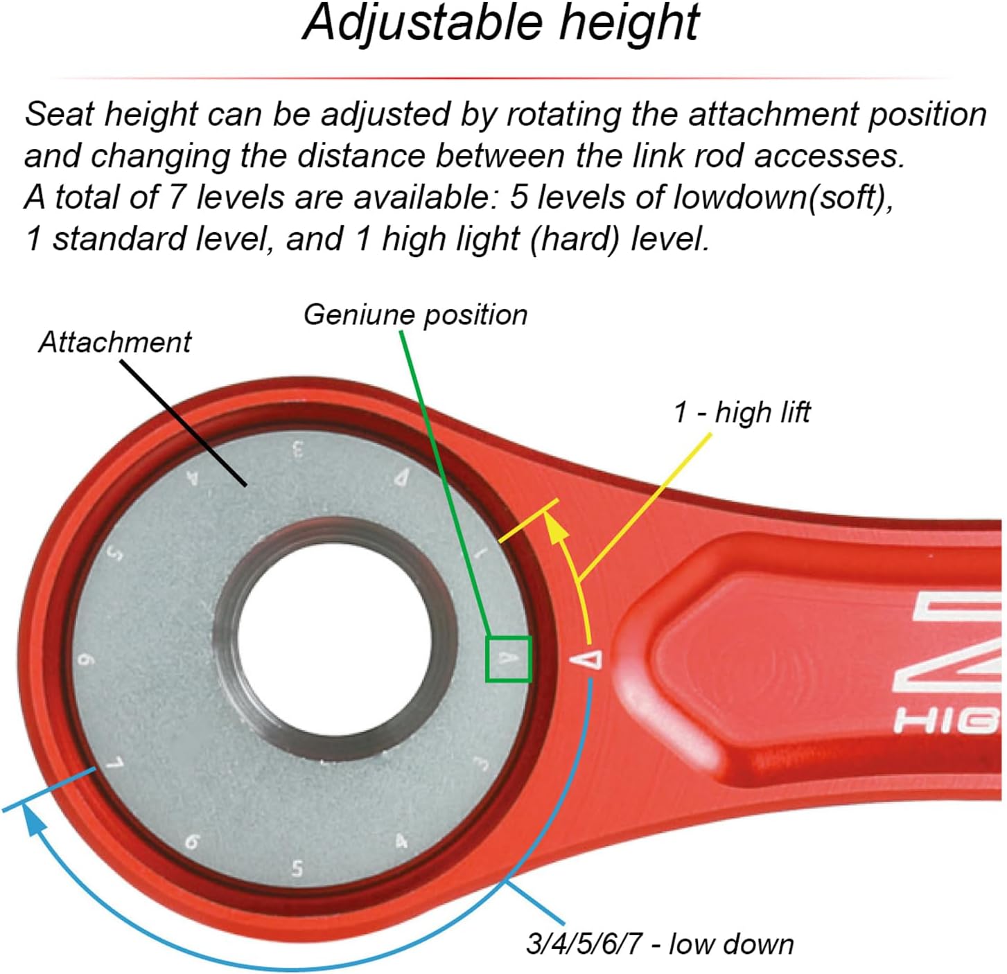 Zeta Japan Adjustable Lowering Link Compatible with Honda XL750 (23) CRF1000L (16-19), CRF1100L (20-23) Africa Twin Enduro Motorcycle [Red]