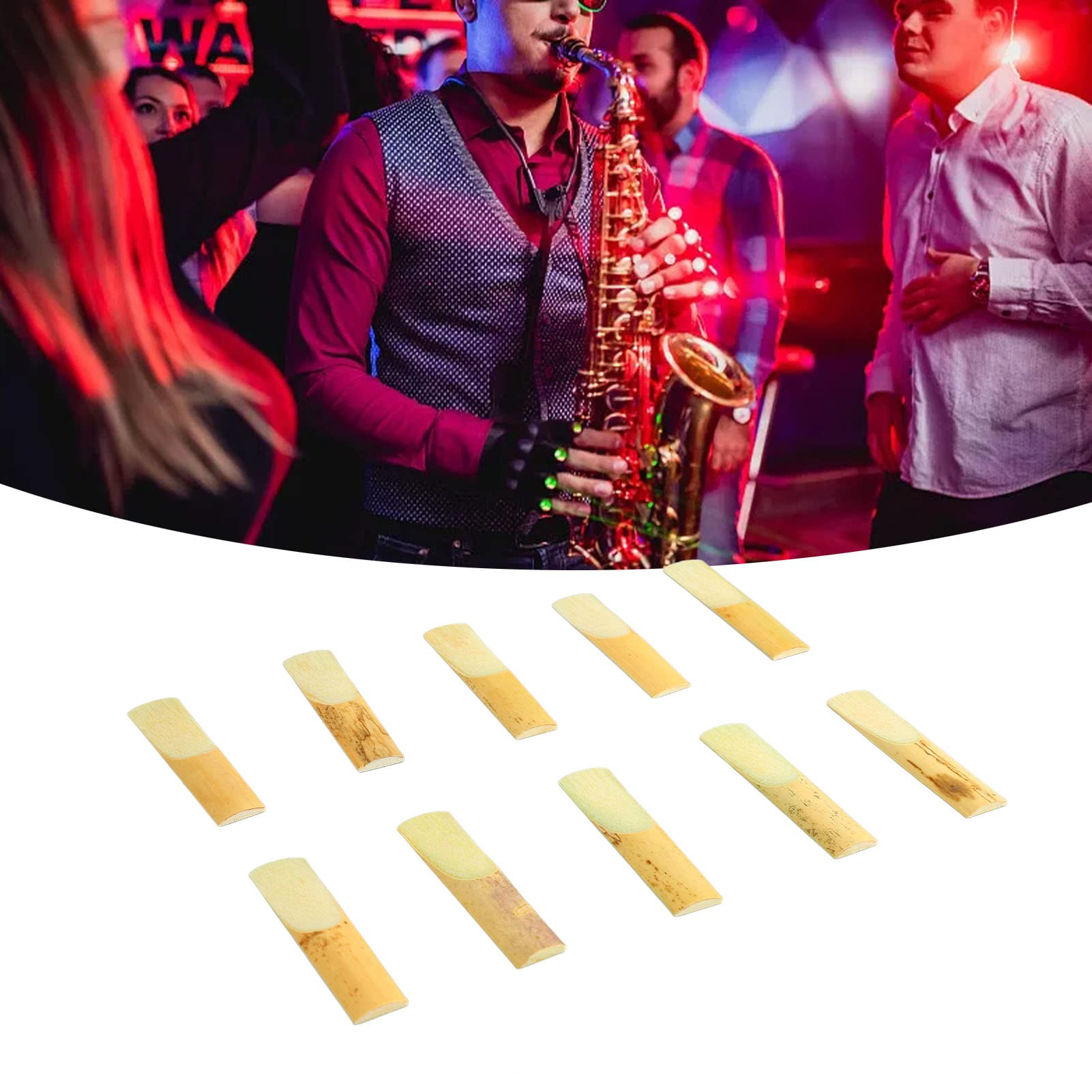 Alto Saxophone Reed Accessory, Alto Saxophone Reed 10Pcs Traditional Flexible Clear Voice Lightweight for Sax Performance (Size 2)