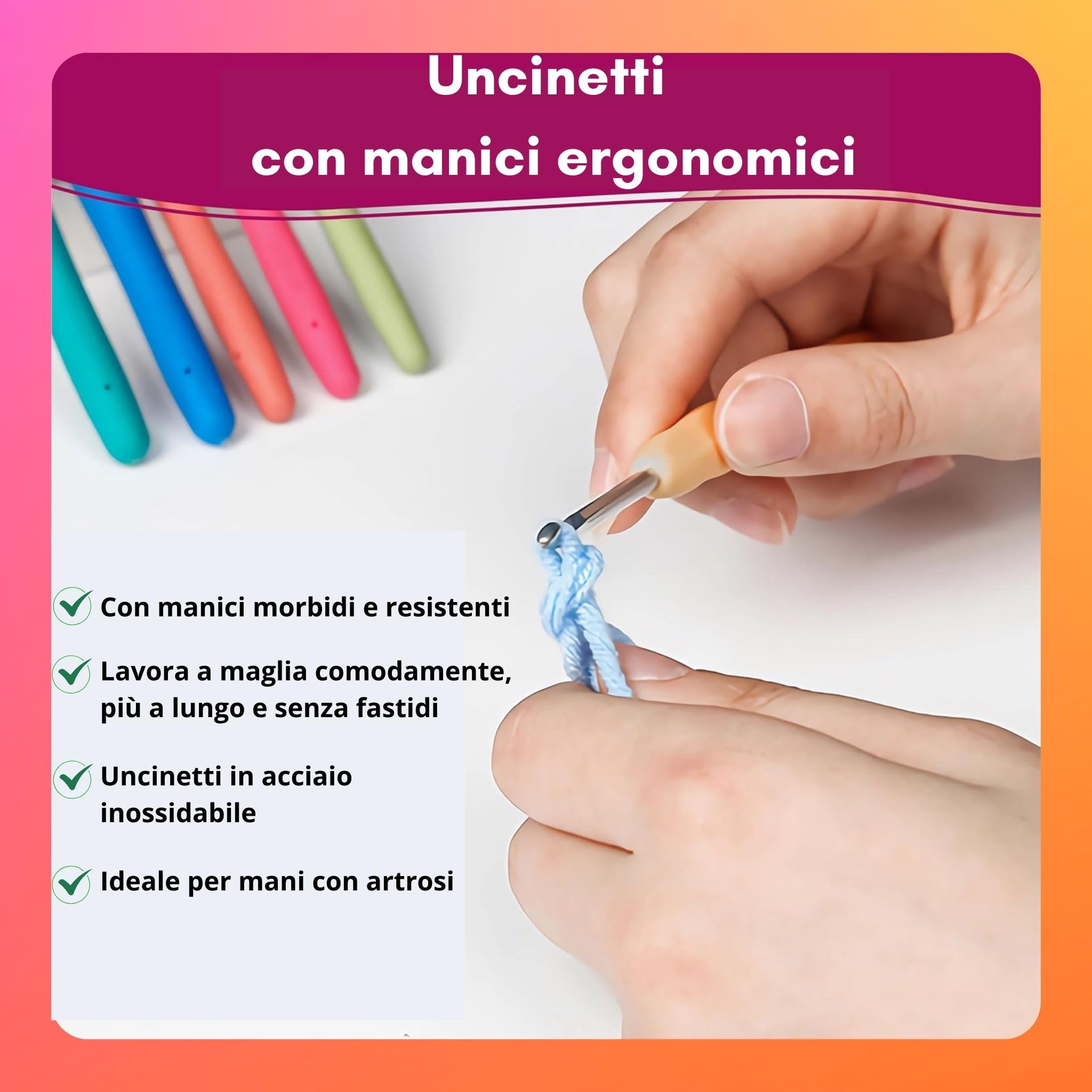 Set Uncinetto Completo 73 Pezzi Kit Uncinetto Principianti Amigurumi - Gomitoli Cotone, Aghi, Accessori, Manuale, Borsa