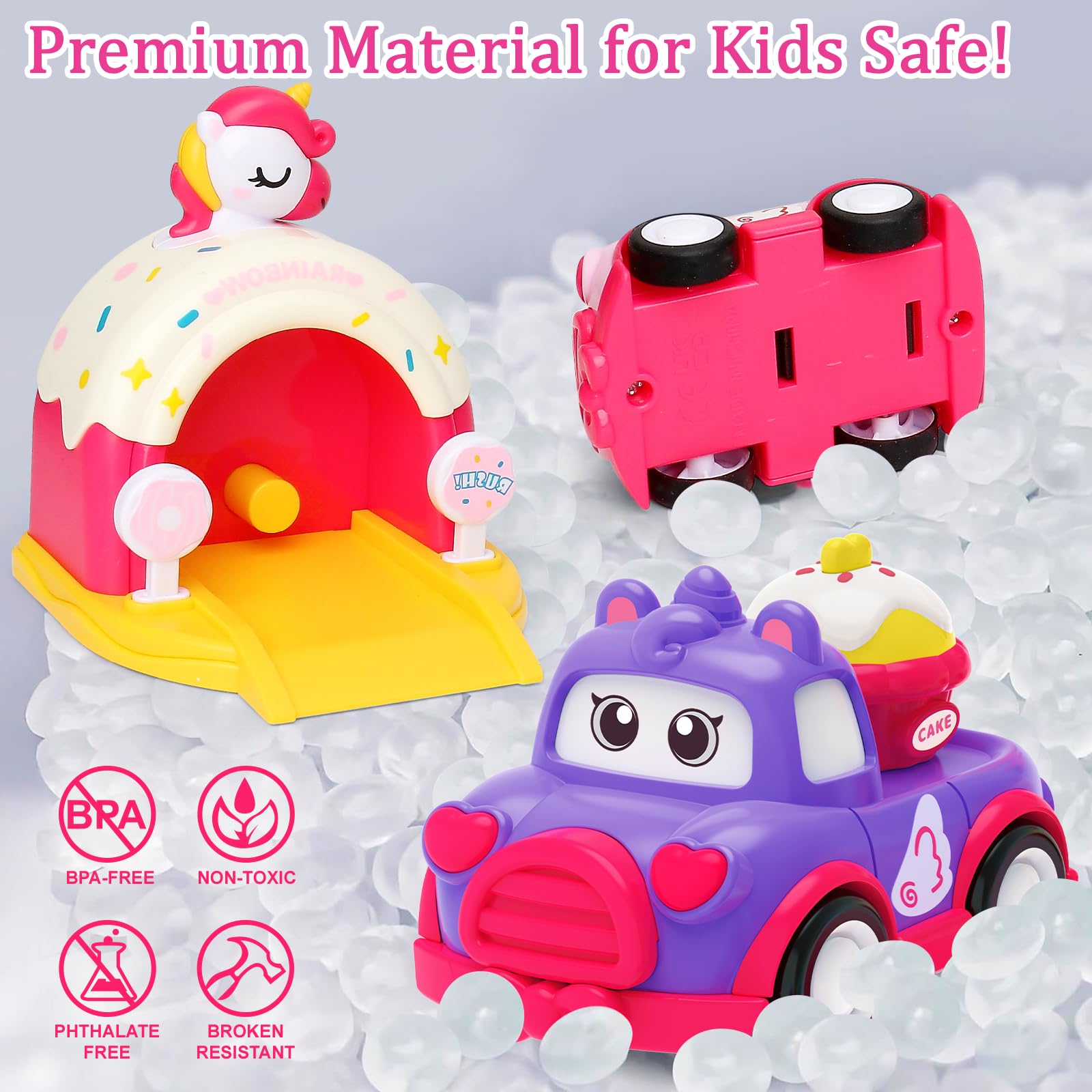 MOONTOY Baby Car Toys for 1 2 3 Year Olds Girl Gift Present, Pull Back Car Toys for Age 2-4 Kid - Image 3