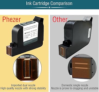 Phezer Original 42ml Black Quick Dry Solvent Ink Cartridge Replacement for 0.5inch/12.7mm Handheld Mini Inkjet Printers PC89 (Black)