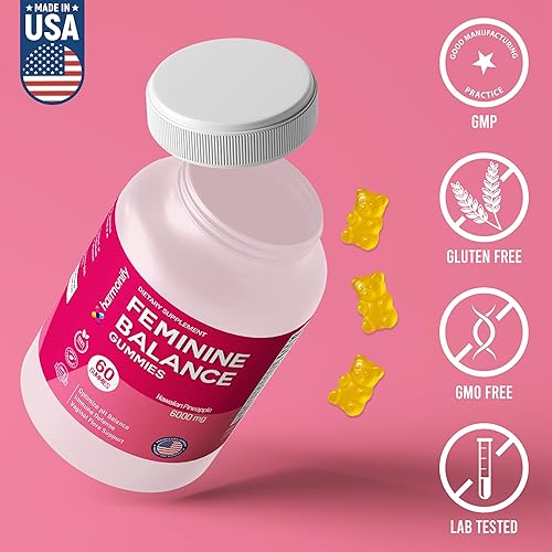 Miniatura 6 de Gomitas femeninas de piña - Probióticos para mujeres pH y probióticos vaginales suplemento - Vegano, probiótico sin gluten para mujer - 60 gomitas