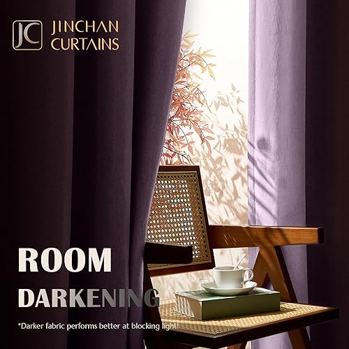 Miniatura 3 de jinchan - Cortina oscurecedora con textura de lino, de 84pulgadas de largo, con aislamiento térmico y ojales en la parte superior, para sala de
