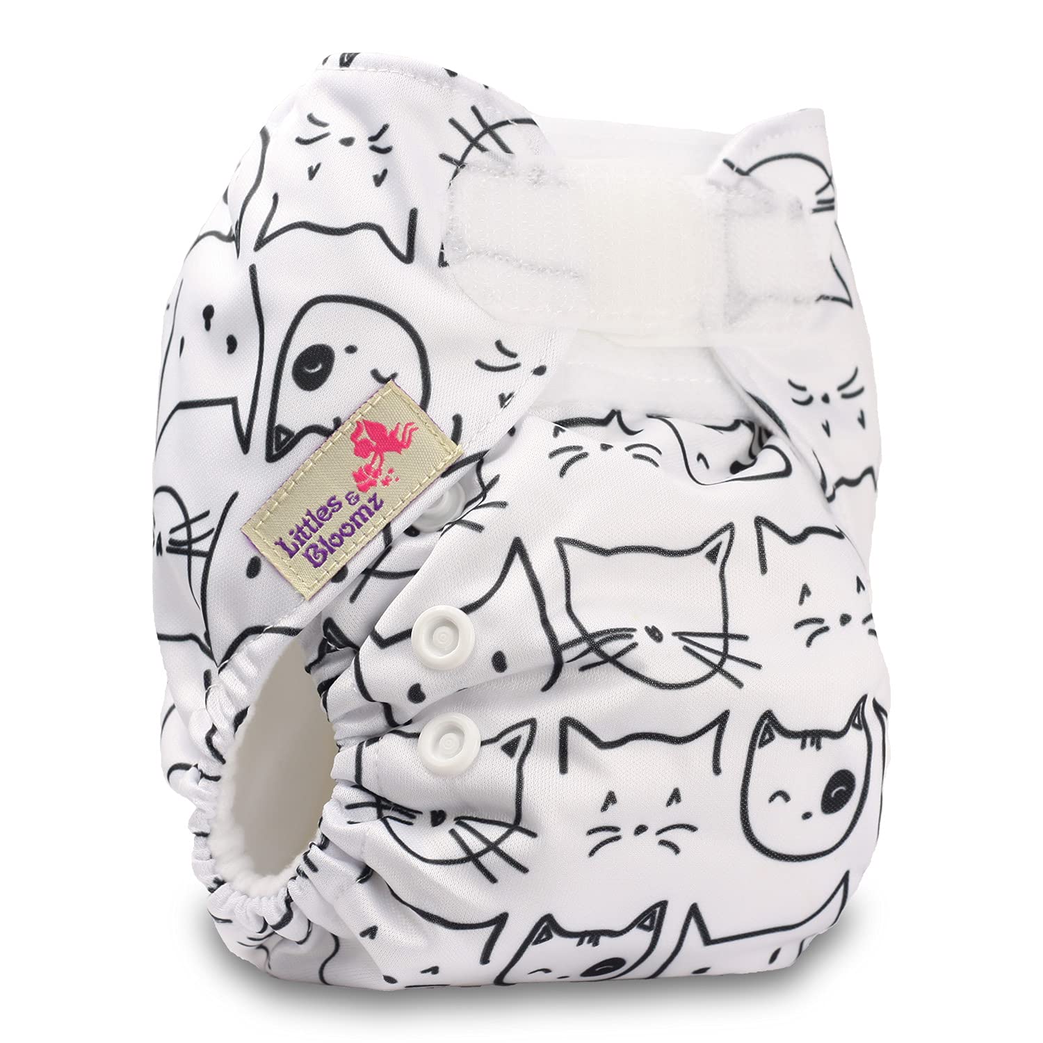Littles & Bloomz, Newborn and Premature Reusable Pocket Cloth Nappy Pocket Diaper, 1 Newborn Nappy, 1 Newborn Microfibre Insert, Design 7