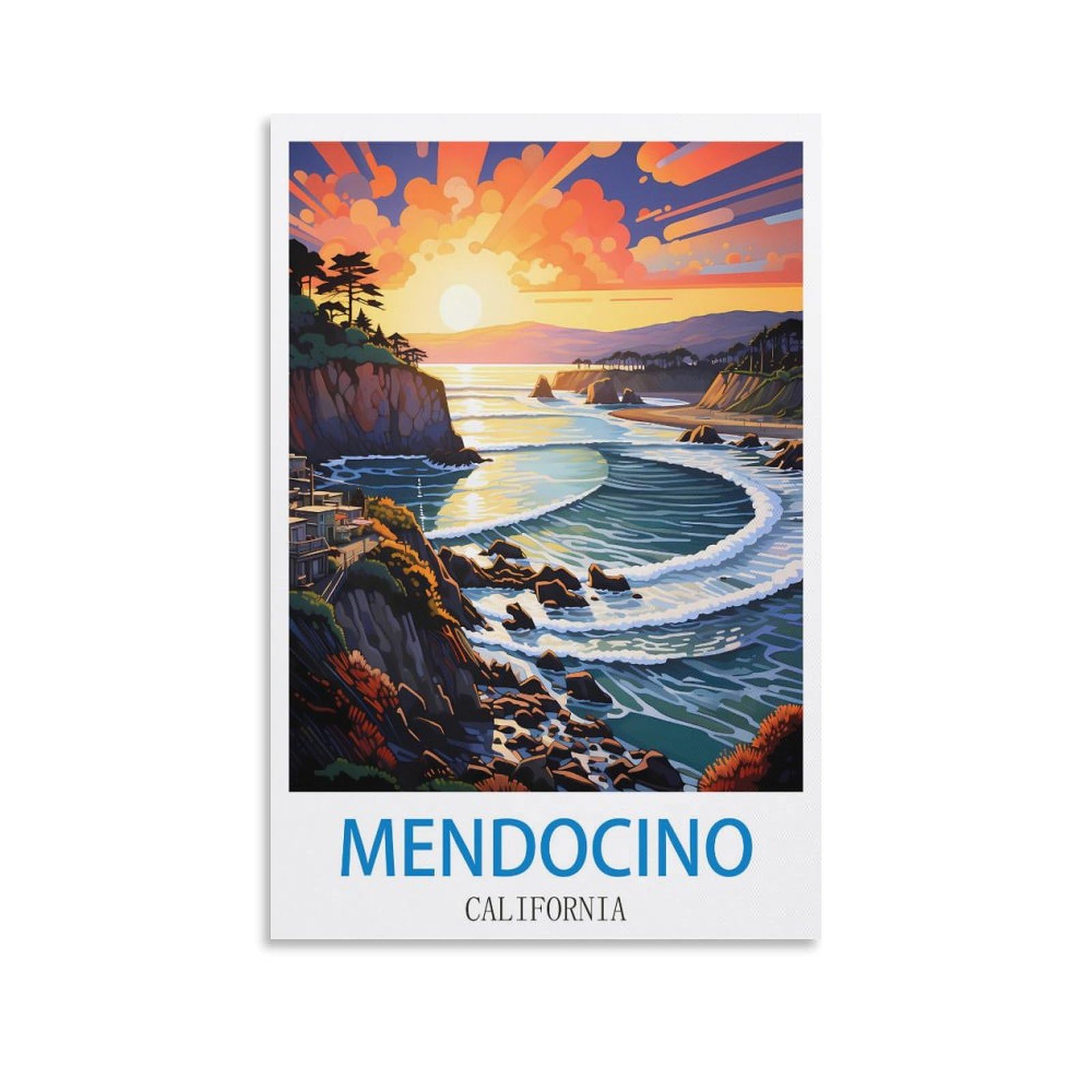 EZMLFA 5D Diamond Art Kits for Beginner,Mendocino Californias,Beginners,DIY Full Round Drill Diamond Dot Gem Art Kits for Adults,Crafts for Decor 50x60cm