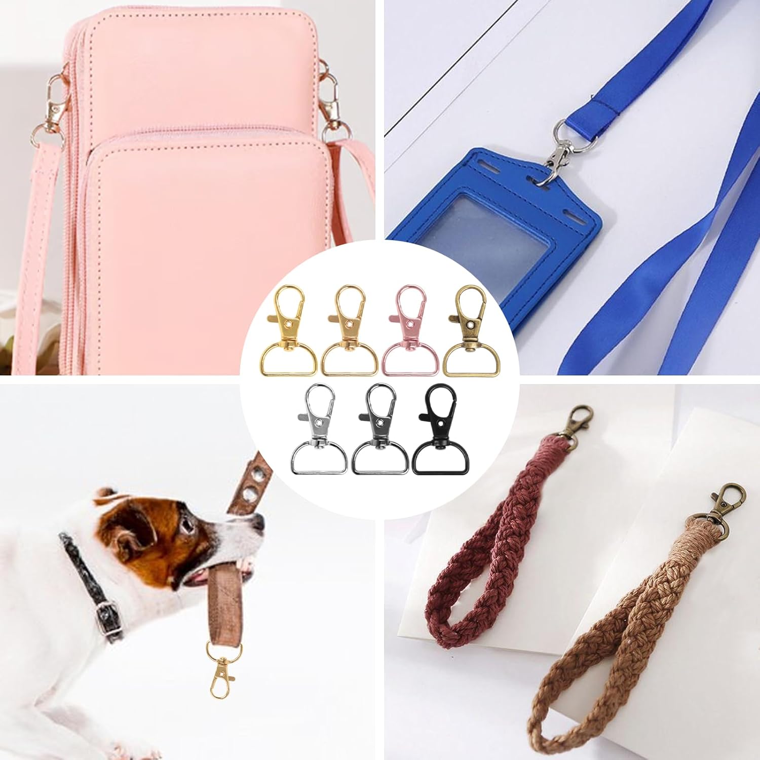 60PCS Key Chain Clip Hooks, Swivel Clasp Hooks, D Ring Clip Lanyard Hardware for Keychain Making(3/4”Inside Width) - Image 3