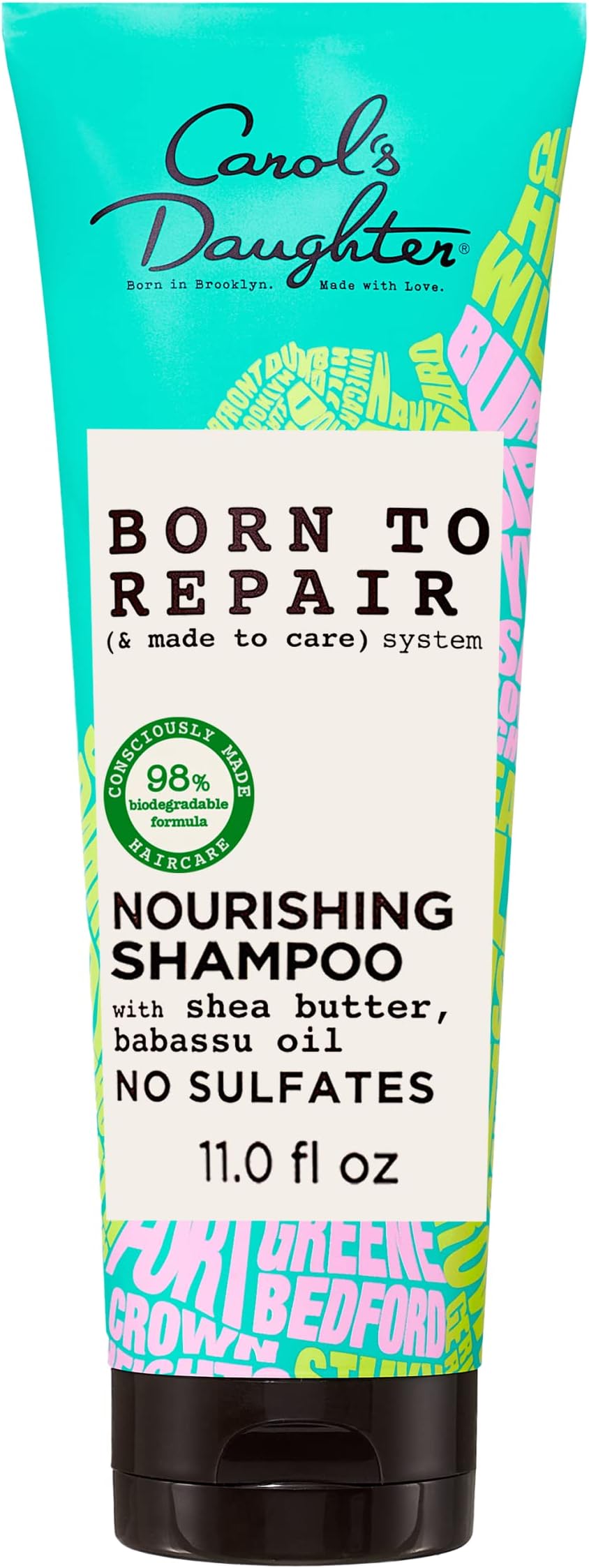 Carol's Daughter Born To Repair Nourishing Shampoo, Sulfate-Free Hair Care for Curly Hair with Shea Butter, 11 Fl Oz