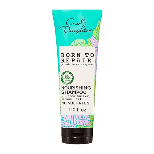Carol's Daughter Born To Repair Champú nutritivo, cuidado del cabello sin sulfatos para cabello rizado con manteca de karité, 11 onzas líquidas