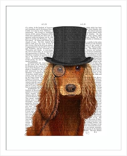 Miniatura 13 de Amanti Art Fab Funky - Impresión artística para pared con marco de madera, diseño de Cocker Spaniel formal Sabueso y sombrero (21.12 pulgadas de
