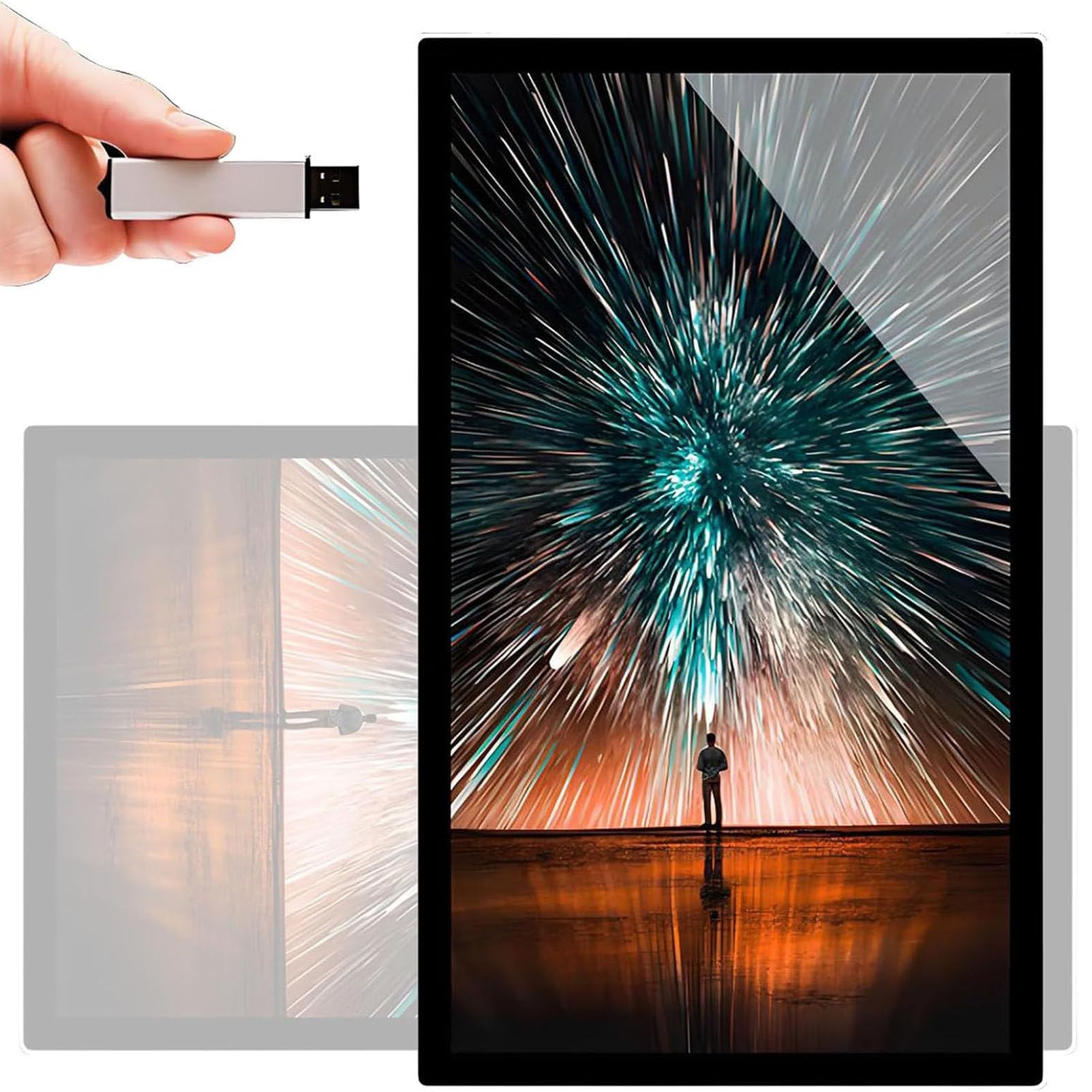 PioMue LED Display, Commercial Digital Billboard, Smart Split Screen,Signage Advertising Media Player, Menu Display Advertising Screen for Video/Image Playback 21.5in