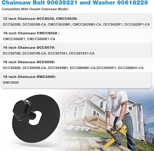 Miniatura 7 de JIOTAR Kit de arandela de perno de motosierra 90639221 90618229 para piezas de motosierra DEWalt DCCS620B, CMCCS660, CMCCS660, DWCS600, DCCS620,
