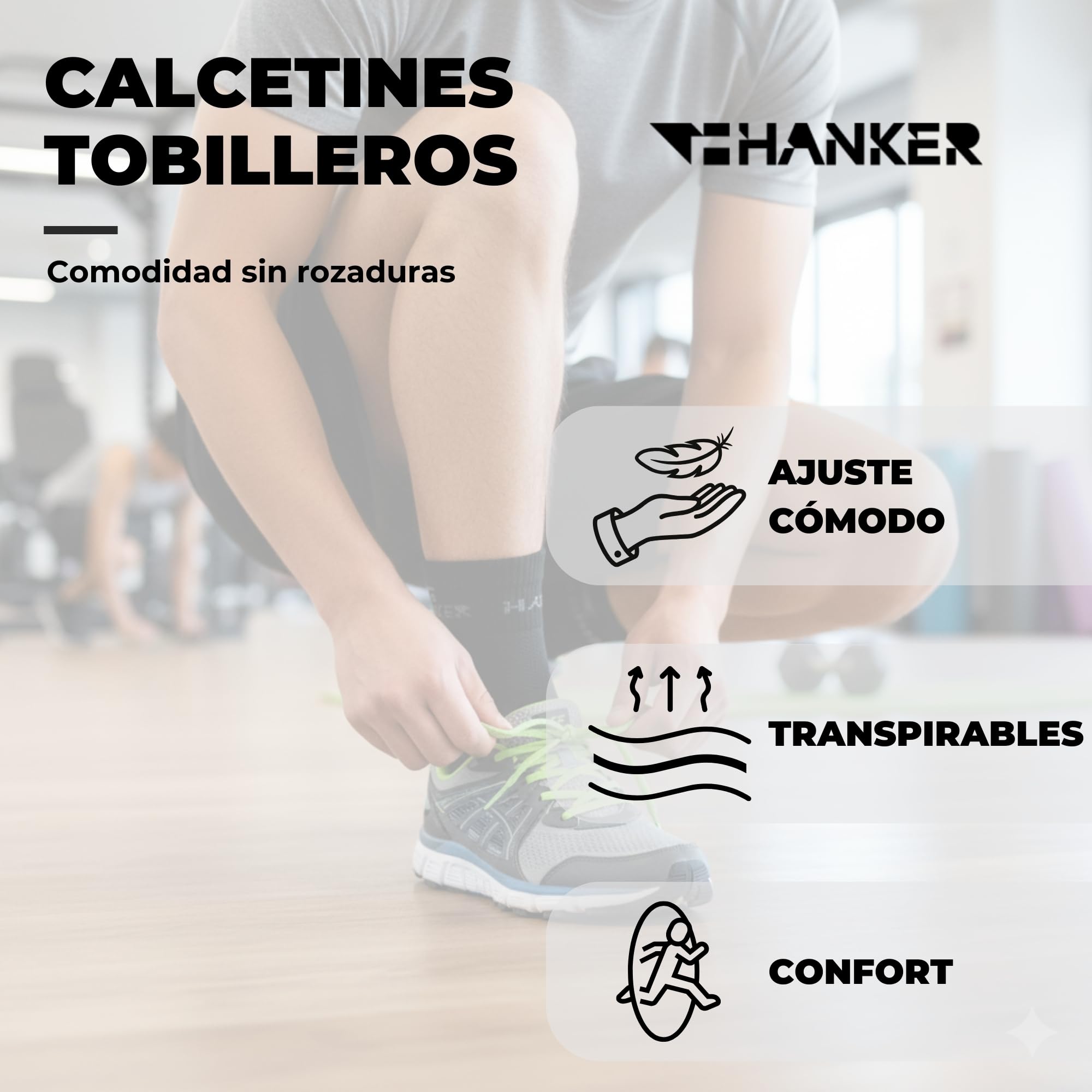 HANKER Calcetines Trail Running Hombre Mujer Sin Costuras Transpirables Antirozaduras Compresión